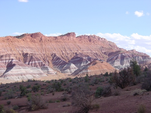 Pink and white painted hills